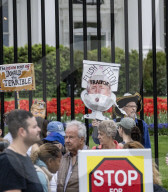 Anti  ICE And Trump Protests Out Side The White House 