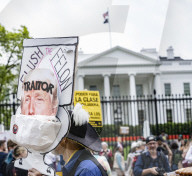 Anti  ICE And Trump Protests Out Side The White House 