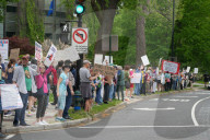 Anti-Trump Protesters Gather Outside The Vice President's House.