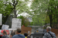 Anti-Trump Protesters Gather Outside The Vice President's House.