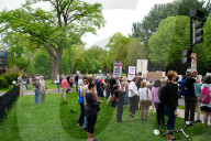 Anti-Trump Protesters Gather Outside The Vice President's House.