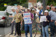 Anti-Trump Protesters Gather Outside The Vice President's House.