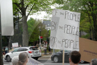Anti-Trump Protesters Gather Outside The Vice President's House.