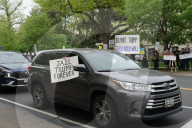 Anti-Trump Protesters Gather Outside The Vice President's House.