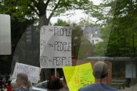 Anti-Trump Protesters Gather Outside The Vice President's House.