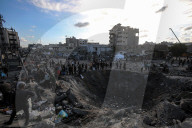 Israeli bombing leaves large crater in Gaza