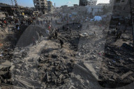 Israeli bombing leaves large crater in Gaza