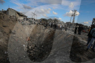 Israeli bombing leaves large crater in Gaza