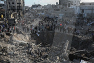 Israeli bombing leaves large crater in Gaza