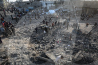 Israeli bombing leaves large crater in Gaza