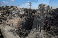 Israeli bombing leaves large crater in Gaza