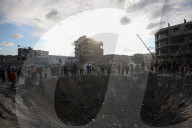 Israeli bombing leaves large crater in Gaza