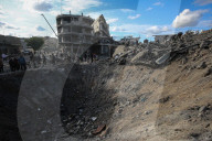 Israeli bombing leaves large crater in Gaza