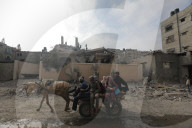 Rubble of Gaza building hit by Israeli bombardment