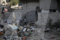 Rubble of Gaza building hit by Israeli bombardment