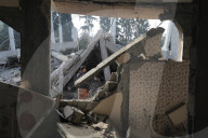 Rubble of Gaza building hit by Israeli bombardment