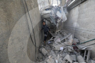 Rubble of Gaza building hit by Israeli bombardment