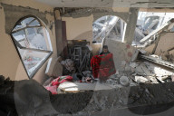 Rubble of Gaza building hit by Israeli bombardment