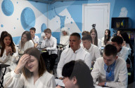 Ukrainian children forced to learn underground as Russia targets civilians