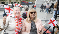 St George's Day celebrations at Trafalgar Square, London, UK. 
