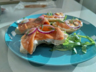 Smoked salmon alternative made from algae set for dinner tables