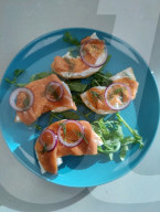 Smoked salmon alternative made from algae set for dinner tables