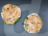 Smoked salmon alternative made from algae set for dinner tables