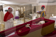 Pope Francis Lying In The Chapel Of The Domus Santa Marta Hotel