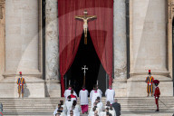 Ceremony With The Pope Francis' Body, Who Will Lie In State At St. Peter's Basilica For Three Days, Pass Through The Crowd At The Vatican