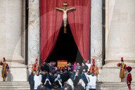 Ceremony With The Pope Francis' Body, Who Will Lie In State At St. Peter's Basilica For Three Days, Pass Through The Crowd At The Vatican