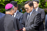 Catholics Gather At Myeongdong Cathedral To Mourn Pope Francis