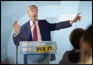 Reform Party leader Nigel Farage in Dover, UK.