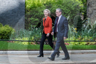 President Of The European Commission Ursula Von Der Leyen Visits Downing Street In London
