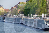 Viking Cruise Ships At Anchor On The Danube In Regensburg