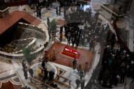 Catholics Pay Their Respects To Pope Francis As He Lies In State
