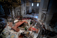Catholics Pay Their Respects To Pope Francis As He Lies In State