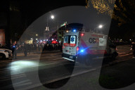 Ambulance And NYPD Response To A Protest With Pro-Israel And Pro-Palestine Participants At Eastern Parkway And Kingston Avenue In Crown Heights Brooklyn New York