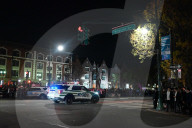 Ambulance And NYPD Response To A Protest With Pro-Israel And Pro-Palestine Participants At Eastern Parkway And Kingston Avenue In Crown Heights Brooklyn New York