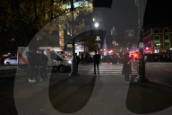 Ambulance And NYPD Response To A Protest With Pro-Israel And Pro-Palestine Participants At Eastern Parkway And Kingston Avenue In Crown Heights Brooklyn New York