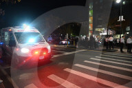Ambulance And NYPD Response To A Protest With Pro-Israel And Pro-Palestine Participants At Eastern Parkway And Kingston Avenue In Crown Heights Brooklyn New York