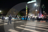 Ambulance And NYPD Response To A Protest With Pro-Israel And Pro-Palestine Participants At Eastern Parkway And Kingston Avenue In Crown Heights Brooklyn New York