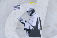 Rome, Mural entitled “The Guests” created by the street artist Laika