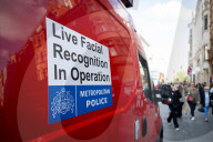 Metropolitan Police Facial Recognition van parked in Oxford Street, London, UK. 