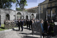 The Deposition Of The Crowns In Memory Of The Fallen Of The Resistance During The 80th Liberation Day At Sacrario Dei Caduti Milanesi In Milan