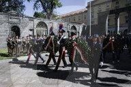 The Deposition Of The Crowns In Memory Of The Fallen Of The Resistance During The 80th Liberation Day At Sacrario Dei Caduti Milanesi In Milan