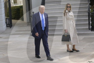 DC: President Trump and First Lady Melania Trump hold a White House departure