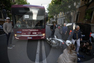 Traffic accident with scooter in Rome 