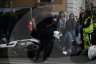 Traffic accident with scooter in Rome 