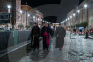 Pilgrims Wait For Pope Francis' Funeral
