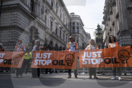 Activists Belonging To Climate Protest Group 'Just Stop Oil' March From Westminster To Waterloo, London In The Group's Final Protest On 26 April 2025